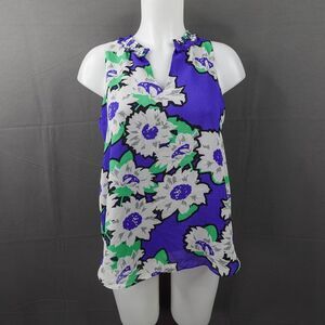 Rose and Olive Womens Top XS Blue Floral Coastal Cottage Flowy‎ Layered Capsule